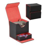 BSOMAM Boîte de rangement magnétique, boîte de rangement cartes MTG 2 intercalaires, boîte de rangement en cuir synthétique à aimant puissant CCG, JCC, grande taille, peut contenir jusqu'à 100