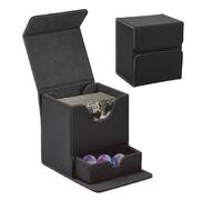 BSOMAM Boîte de rangement magnétique pour cartes MTG avec 2 intercalaires en cuir synthétique à aimant puissant pour CCG TCG, grande taille, peut contenir jusqu'à 100 cartes (noir)