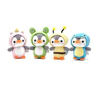 BSOMAM Porte-clés en peluche avec pendentif en forme de pingouin, grenouille, abeille, requin, anime (4 pièces)