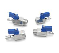 BSP Blue Mini Ball Valve Stainless Steel 1/8" 1/4" 3/8" 1/2" to 8/10/12mm Pagoda Adapter Female Male SS304 2 Way Solid(1/8",10MM_FEMALE)