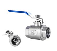 BSP Female Stainless Steel SS304 2P Full Port Ball Valve 1/4 3/8 3/4 1 Inch Vinyl Handle Thread Valves Water Switch DN8-50(1/4")