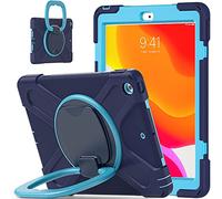 Bspring Coque Compatible iPad 7/8ème Génération 2019/2020 10.2 avec Support Rotatif à 360° Case Cover Housse Trois Couches Super résistantes,Bleu Marin