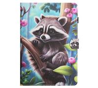 Bspring Coque pour iPad Air 11 Pouces M3/M2 (2025/2024) & Air 5/4 gén & Pro 11" (2018-2022,1/2/3/4 gén) Multi-Angles de PU Cuir Folio Protecteur Housse Étui de Tablette,Raton Laveur
