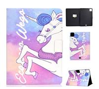 Bspring Coque pour iPad Pro 11" 2020/2018 Etui Case Cover Housse de Protection Multi Angles avec Auto Réveil/Sommeil et Carte de Documents Pocket,Cheval Arc-en-Ciel