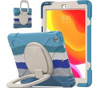 Bspring Étui Antichoc pour iPad 10.2" 8ème / 7ème Génération Enfant ou Adult Coque Housse Robuste à Rotation de 360°avec Béquille Dragonne Bandoulière Réglable, pour iPad 10.2" 2020/2019,Arc-en-ciel 3