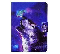 Bspring Étui pour 6" Kindle 11e Génération (Sorti en 2022/2024, Modèle C2V2L3 & RS23CV), Coque en Cuir PU avec Fente pour Carte et Support et Veille/Réveil Automatique,Loup