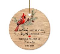 BSQUIELE Décoration commémorative personnalisée, décoration de Noël en céramique pour tous ceux qui perdent leur amour, décoration d'arbre de Noël, cardinal apparaît lorsque les anges sont près de