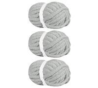 BSRHOME Lot de 3 pelotes de fil chenille épais pour tricot à la main - Pelucheux et doux - Avec aiguille circulaire et crochet - Gros fil à tricoter à bras épais - Gris clair