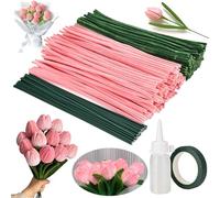 bssmmai 350 PièCes Fil Chenille, Cure Pipe Chenille, Fils Chenilles Loisirs Creatifs, Fleurs De Cure-Pipes Tulipes Roses