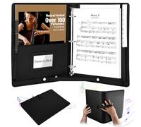 bssmmai Classeur pour chanteur - Noir - En polyuréthane - Pour partitions de musique A4 - Avec sangle et porte-stylo - Classeur de musique avec poche intérieure - Capacité maximale : 200 feuilles
