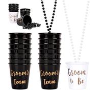 bssmmai Lot de 15 verres à liqueur à suspendre - Accessoires pour homme - Verres à shot avec chaîne - Pour équipe, enterrement de vie de jeune fille, fête nuptiale