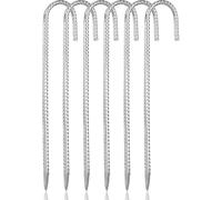 bssmmai Lot de 6 piquets d'ancrage robustes pour tente de trampoline, 30,5 cm, piquets de tente galvanisés antirouille en acier massif pour trampolines, camps, abris de jardin, balançoires