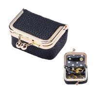 Bssowe Mini Boîte à Bijoux En Cuir Portable Pour Femme, Noir | Écrin à Accessoires, Mini Boîte à Bagues De Voyage, Avec Serrure à Baiser, Pour Bagues Colliers Boucles d'Oreilles Bracelets