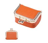 Bssowe Mini Boîte à Bijoux En Cuir Portable Pour Femme, Orange | Écrin à Accessoires, Mini Boîte à Bagues De Voyage, Avec Serrure à Baiser, Pour Bagues Colliers Boucles d'Oreilles Bracelets