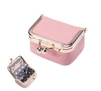 Bssowe Mini Boîte à Bijoux En Cuir Portable Pour Femme, Rose | Écrin à Accessoires, Mini Boîte à Bagues De Voyage, Avec Serrure à Baiser, Pour Bagues Colliers Boucles d'Oreilles Bracelets