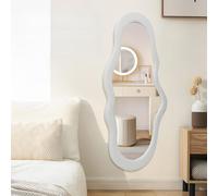 BST FURNH Miroir Nuage Blanc - Miroir de Plein Pied Unique avec Cadre en Velours (112x54cm) - Grand Miroir Mural Ondulé pour Chambre, Salle de Bain et Salon - Design Organique & Doux