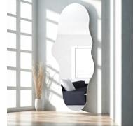 BST FURNH Miroir Pleine Longueur sans Cadre 120 x 59 cm, Forme irrégulière, Blanc - pour Chambre, Salle de Bain, Salon, Coiffeuse et Mur