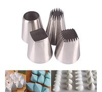 BSTCAR 4 Pièces Grand Douille Cannelée INOX, Douille Patisserie Poche, Pâtisserie Réutilisable en Acier INOX Douilles Poche à Douille Patisserie DIY Kits pour Décoration