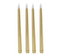 BSTCAR Bougies LED sans Flamme en Cire Véritable, Chandelier électrique 3D à Piles, pour la Maison, un Mariage, une Fête, 4 Pièces (Or)