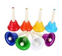 BSTCAR Cloche à Main en Métal 8-Note Cloches en Métal coloré Set Percussion à Main Instrument de Musique Jouet pour Enfants École de Noël