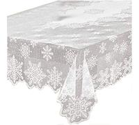BSTCAR Nappe blanche en dentelle rectangulaire 152 x 228 cm Style bohème Dentelle élégante Flocon de neige Nappes de Noël Décoration de Noël