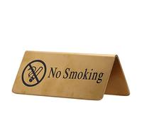 BSTCAR Panneaux métalliques à poser sur table, double face, en acier inoxydable doré, panneau « Réservé » pour bureau, mariage, événementiel (Interdiction de fumer)