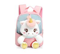 BSTCAR Sac à dos pour tout-petit fille - - Petit sac à dos avec peluche licorne amovible - Sac à dos pour maternelle - Sac à dos d'école - Sacs à dos de 1 à 5 ans, Rose, 26 x 22 x 10 cm