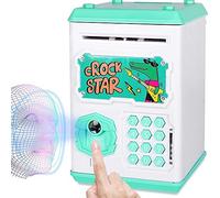 BSTCAR Tirelire électrique avec mot de passe, empreintes digitales et déverrouillage facial, distributeur de musique, tirelire, tirelire, cartoon Safe Bank pour enfants, filles et garçons