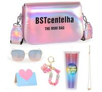 BSTcentelha Cadeaux d'anniversaire personnalisés pour Les Filles âgées de 8, 9,10,11,12,13,14,15Ans | Bouteille d'eau d'arc-en-Ciel,Lunettes de Soleil,Porte-clés,Sac à bandoulière, Cadeaux pour filles