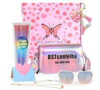 BSTcentelha Cadeaux d'anniversaire personnalisés pour Les Filles âgées de 8, 9,10,11,12,13,14,15Ans | Bouteille d'eau d'arc-en-Ciel,Lunettes de Soleil,Porte-clés,Sac à bandoulière, Cadeaux pour filles