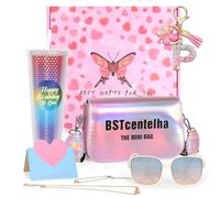 BSTcentelha Cadeaux d'anniversaire personnalisés pour Les Filles âgées de 8, 9,10,11,12,13,14,15Ans | Bouteille d'eau d'arc-en-Ciel,Lunettes de Soleil,Porte-clés,Sac à bandoulière, Cadeaux pour filles