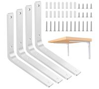 BSTDAYEVER Equerre Etagere Murale Support D'étagère Blanc 4Pcs 15x20cm Équerres Murale en Forme de L Métal Supports D'étagère Robustes à 90 Degrés pour Bibliothèque Planche Bois Étagère Jardin