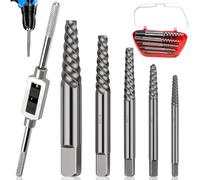 BSTDAYEVER Extracteur de Vis Cassée Tourne a Gauche Extracteur 5Pcs Kit D'extracteur de Vis Cassé Extracteurs à Gauche avec une clé pour Enlever Cassées Coincées