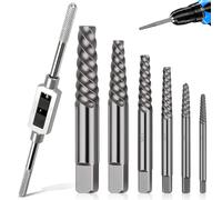 BSTDAYEVER Extracteur de Vis Cassée Tourne a Gauche Extracteur 6Pcs Kit D'extracteur de Vis Cassé Extracteurs à Gauche avec une clé pour Enlever Cassées Coincées