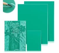 BSTDAYEVER Kit de Gomme Linogravure Plaque A4 A5 A6 4Pcs Complet Blocs de Sculpture en Caoutchouc Débutant Souple à Graver Sûrs Tampon Gravure pour la Gravure et DIY Impression en Relief