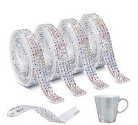 BSTDAYEVER Rubans en Résine Strass Ruban de Diamant 4 Rouleaux Rouleau de Cristal 0.9cm Strass Bling Forte Adhérence Elevée pour Gâteaux de Mariage DIY Décorations Anniversaire (Couleur)