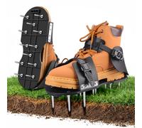 Bsteciar Aérateur Pelouse Chaussure Pro, Aérateur de Pelouse avec Double Sangles Réglables, Clous Galvanisés 45mm, Pointes de Rechange, Scarificateur Gazon Chaussures pour Gazon, Chape, Jardin