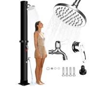 Bsteciar Douche Solaire Extérieur 40 L, sans électricité, Tête de Douche à Effet Pluie Réglable avec Contrôle de Température et de Pression, Robinet, Eau Chaude à 60 °C