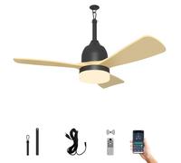 Bsteciar Ventilateur Plafond avec Lumière LED 92cm - Ventilateur de Plafond Extérieur Terrasse - 6 Vitesses, Dimmable, IP44 - App/Télécommande - pour Cuisine/Garage