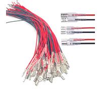 Bstenky Lot de 60 bornes à sertir femelles de 2,8 mm, 4,8 mm et 6,3 mm avec manchon isolant et fil, assortiment de connecteurs femelles à épissure rapide avec fils rouges et noirs de 25 cm