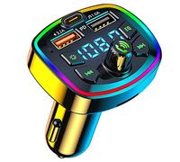 Bstepompre ÉMetteur FM Bluetooth pour Voiture Lecteur MP3 Bluetooth pour Voiture Chargeur de Voiture Double USB avec LumièRe D'Ambiance EQ