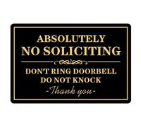 BSTIONYI Panneau « No Soliciting » pour porte d'entrée de maison/bureau, inscription « Don't Knock, Don't Ring » - En acrylique épais - Autocollant - 15 x 9,9 cm - Lettres dorées