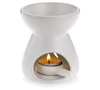 BSTKEY Brûleur à huile en céramique - Diffuseur d'arômes - Brûleur de cire décorative avec petite cuillère à bougie - Brûleur de bougie pour la maison et le bureau - Modèle entonnoir (blanc)
