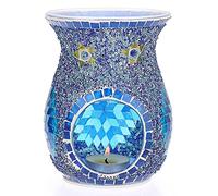 BSTKEY Brûleur à huile essentielle en verre mosaïque - Brûleur à cire - Brûleur à huile parfumée - Brûleur à bougie chauffe-plat - Décoration d'intérieur - Diffuseur de cire