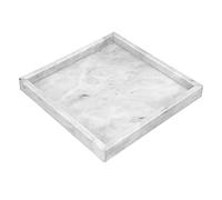 BSTKEY Plateau décoratif carré en pierre de marbre naturel de 25 cm pour cuisine, salle de bain, commode, comptoir (gris)