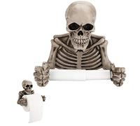 BSTKEY Porte-papier toilette en forme de tête de mort, support mural moderne en résine, 1 rouleau, pour salle de bain, cuisine, décoration, Halloween, cadeau de festival fantôme