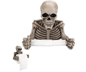 BSTKEY Porte-papier toilette en forme de tête de mort, support mural moderne en résine, 1 rouleau, pour salle de bain, cuisine, décoration, Halloween, cadeau de festival fantôme