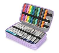 BSTKEY Trousse à crayons en polyuréthane pour crayons de couleur - Grande capacité pour 300 crayons - Sac de rangement pour papeterie, violet (sans crayons)