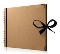 Bstorify 28 x 22 CM Album Spiralé à Personnaliser - Marron 25 Feuilles de Papier Kraft Épais 200g/m² - Couverture Rigide Kraft - Loisirs Créatifs, DIY Scrapbooking