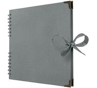 Bstorify Album de scrapbooking de 25,4 x 25,4 cm, 70 pages en papier kraft épais, fermeture à ruban, idéal pour vos projets de scrapbooking, projets d'art et d'artisanat (gris, 25,4 x 25,4 cm)